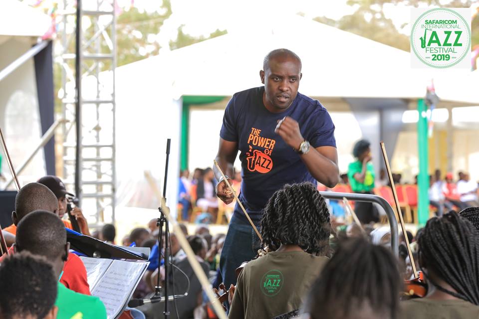 Levi Wataka conducting at Safaricom Jazz Festival